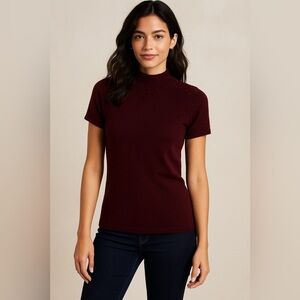 Cable & Gauge women’s shimmer beaded dark seasonal stretch top. Size S